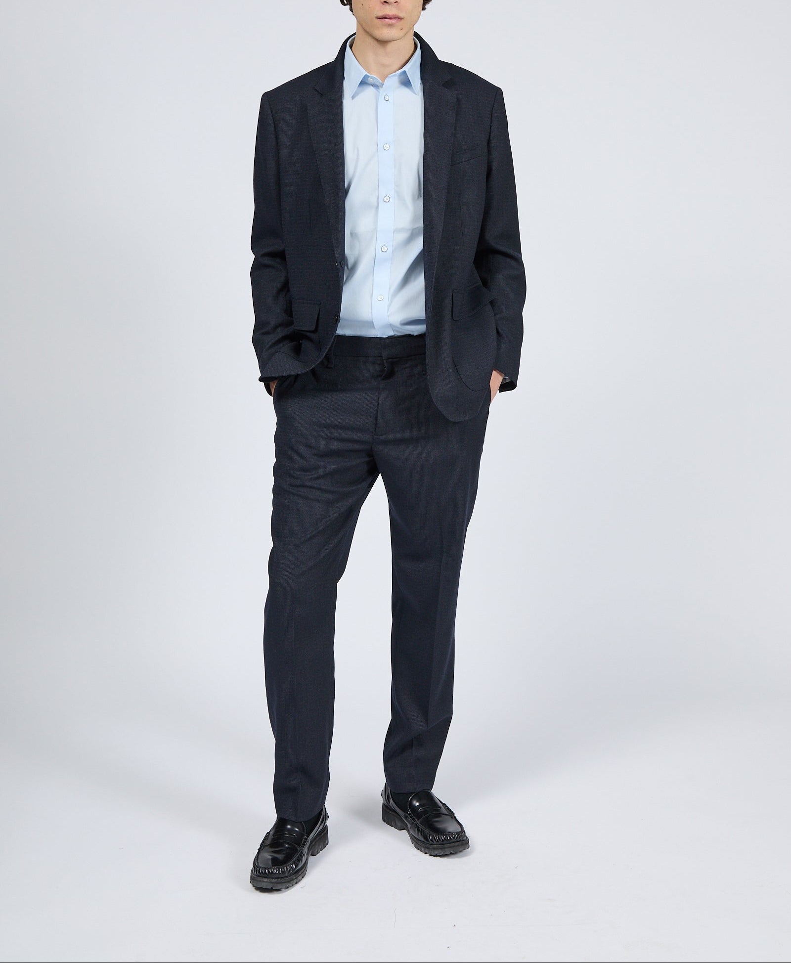 Pantalon Evan Italian en laine - Bleu Marine
