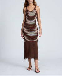 Robe midi Chiara à rayures - Marron