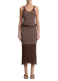 Robe midi Chiara à rayures - Marron
