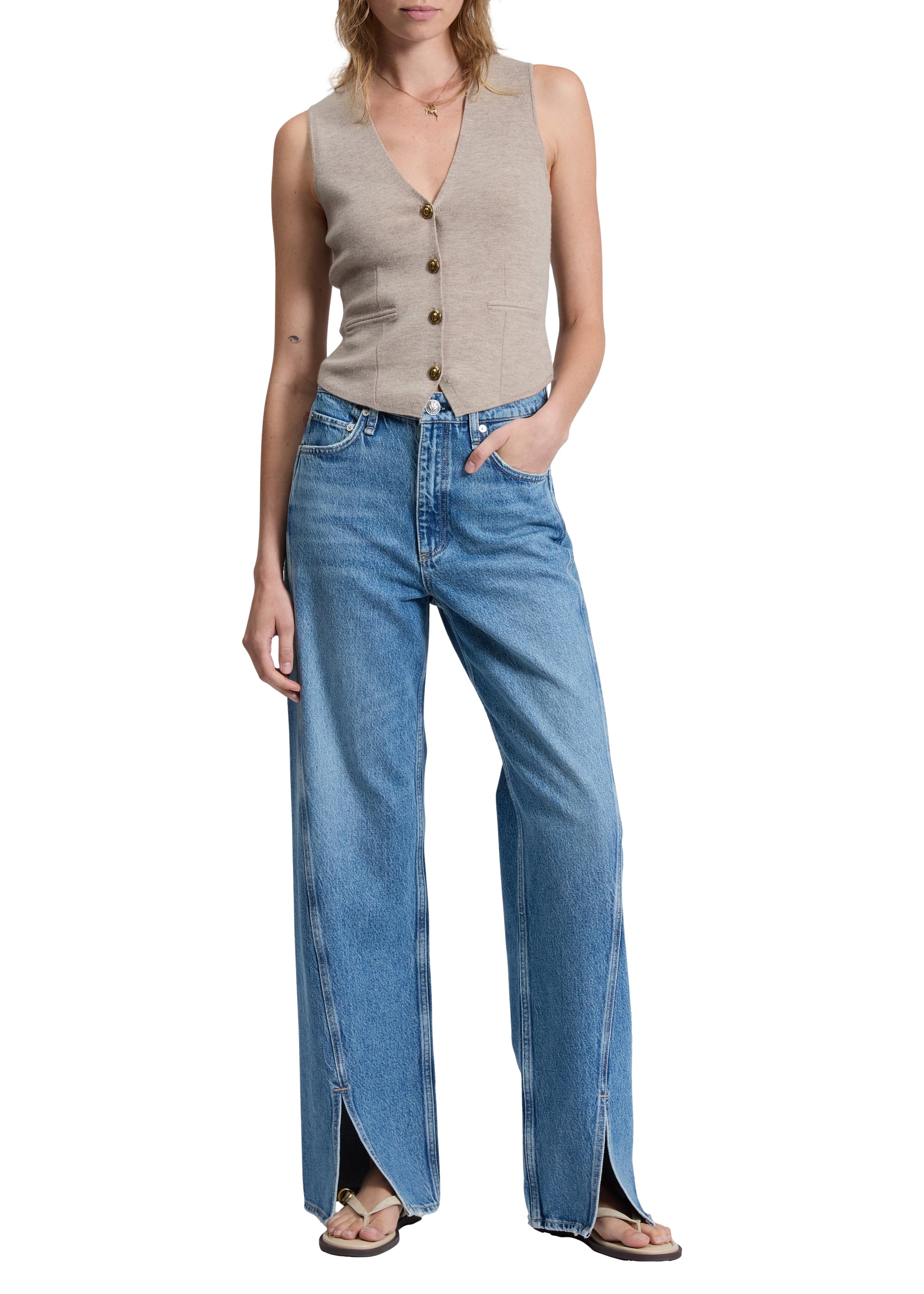 Gilet sans manches Ella en laine - Taupe Foncé