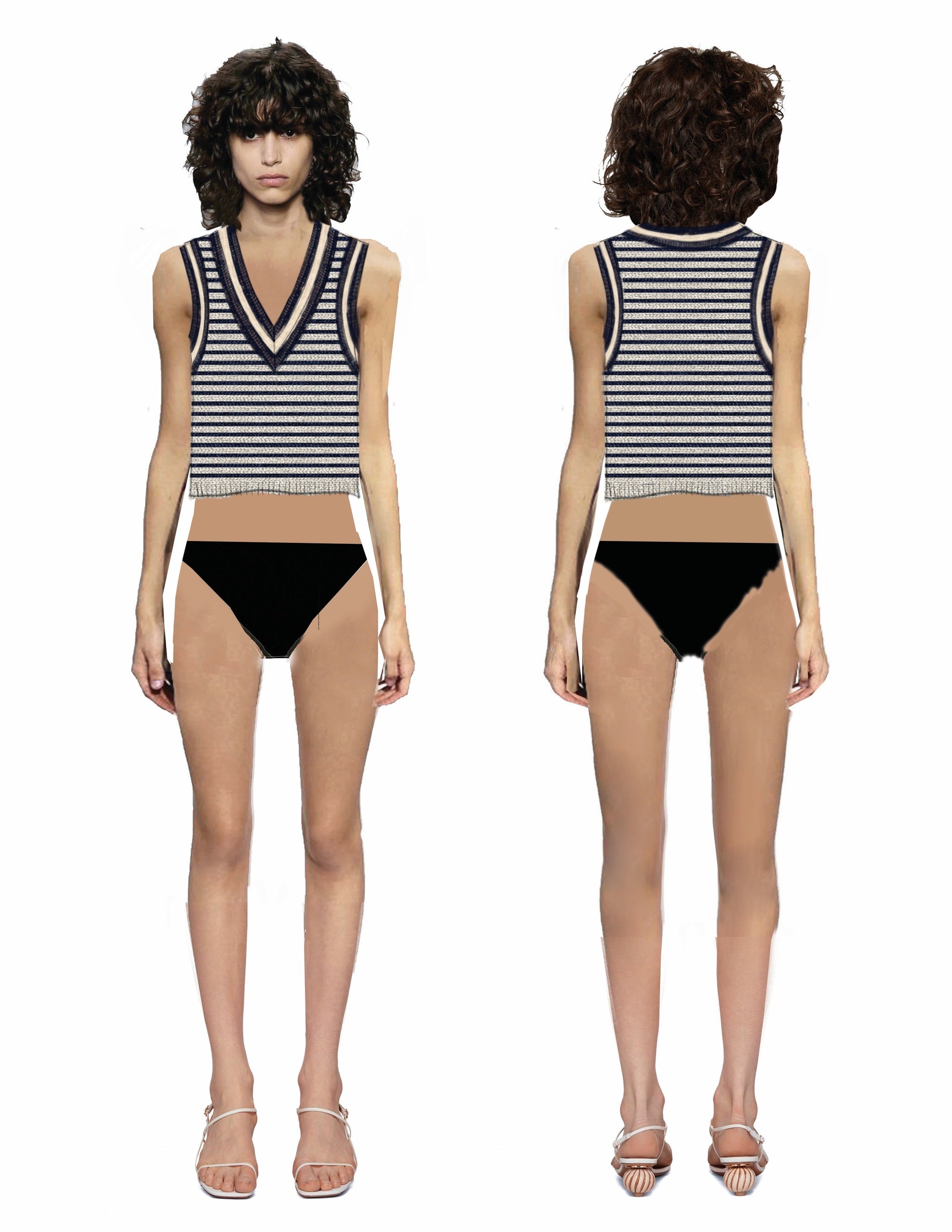 Z NO PICS / Swtr Meghan Stripe Vest - Ivory Multi