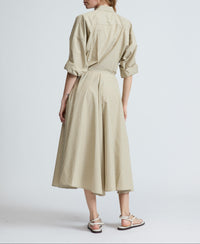 Robe midi à rayures Aiden en coton - Beige