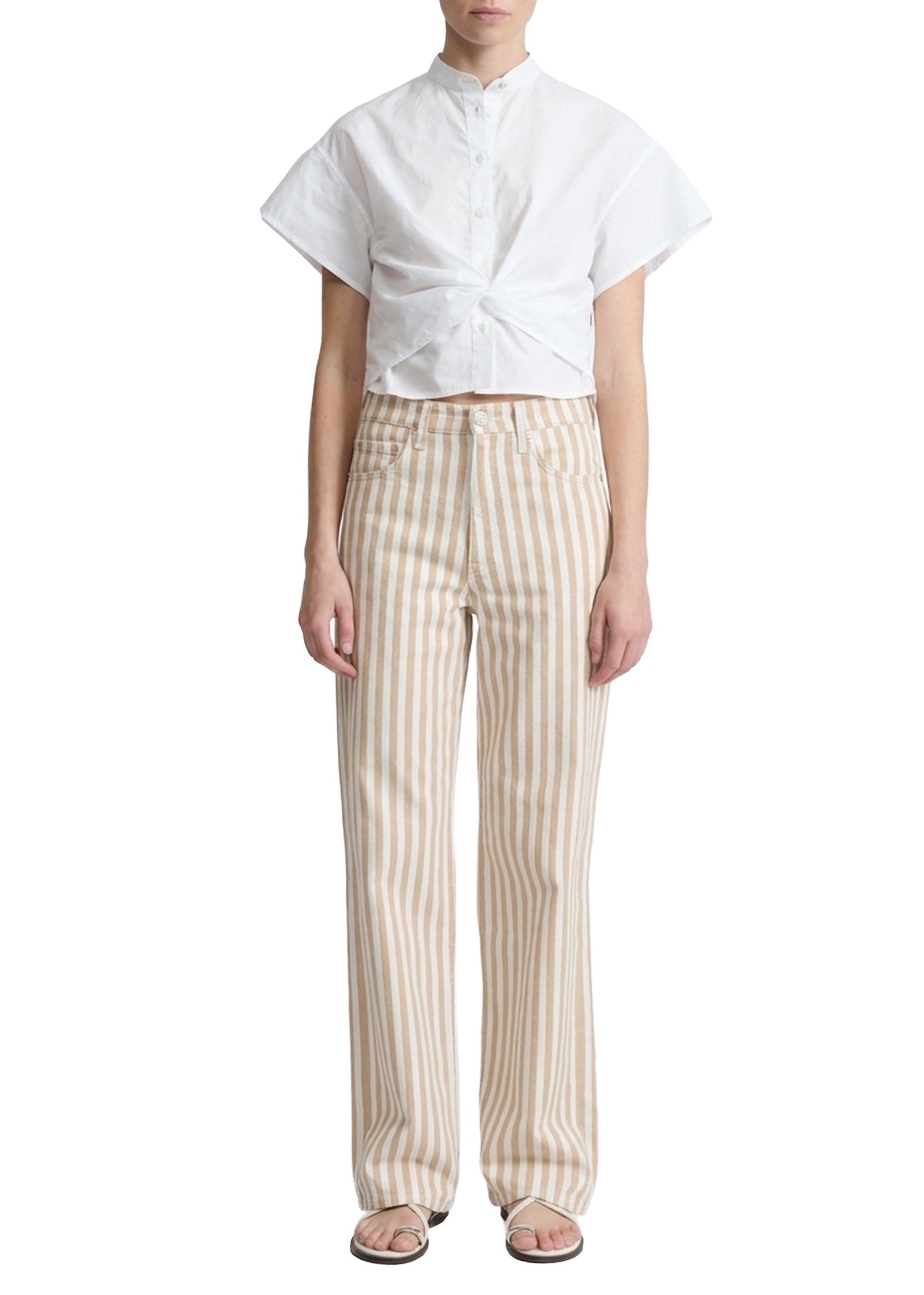 Blouse drapée Gretchen en coton - Blanc