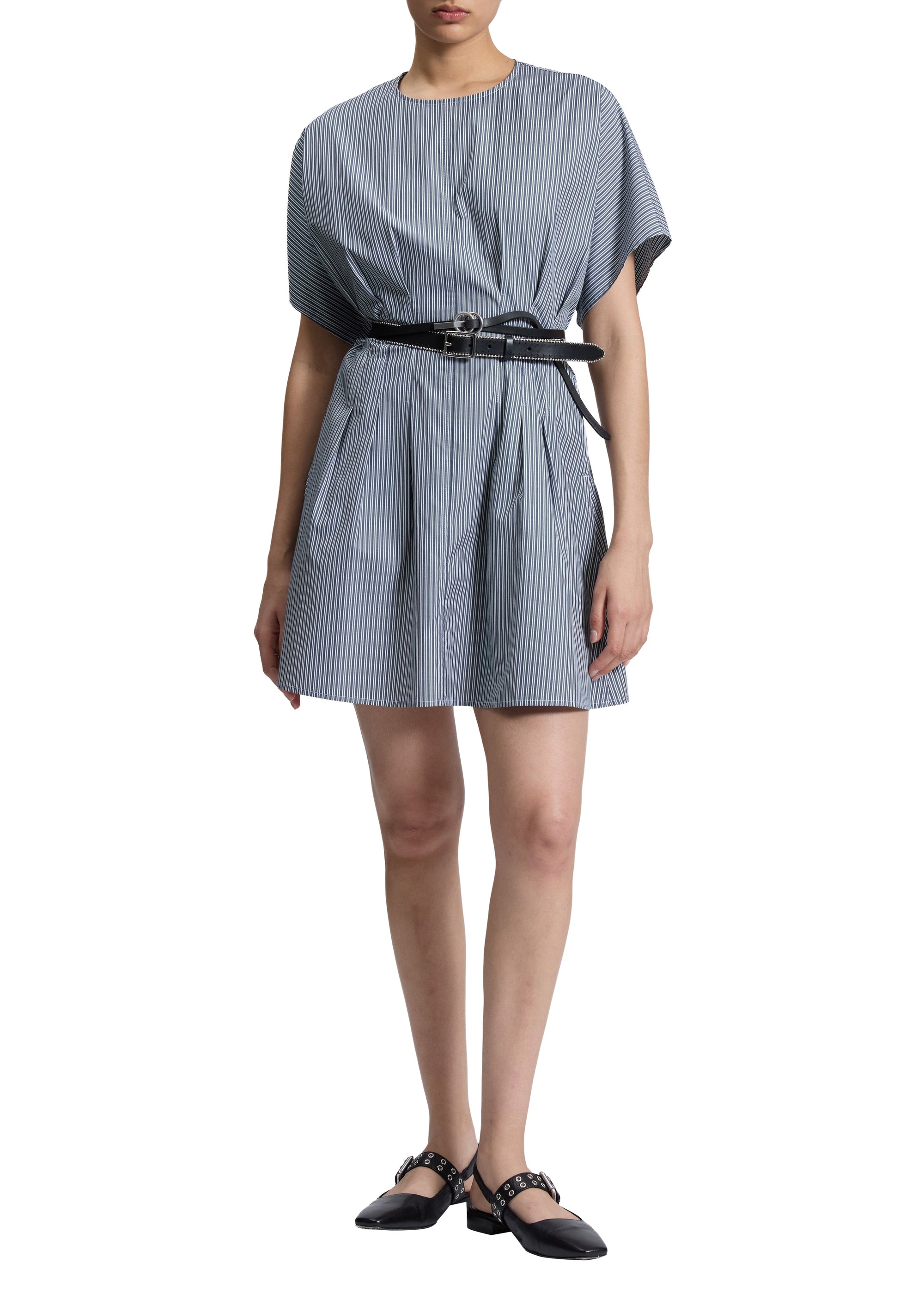 Robe courte à rayures Maddie en coton - Noir & Blanc