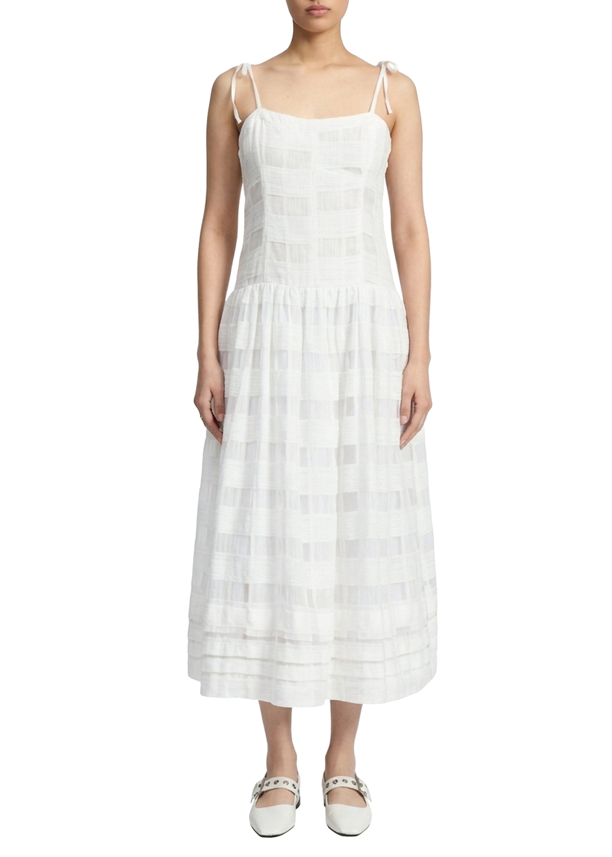 Robe midi Presley en coton - Blanc