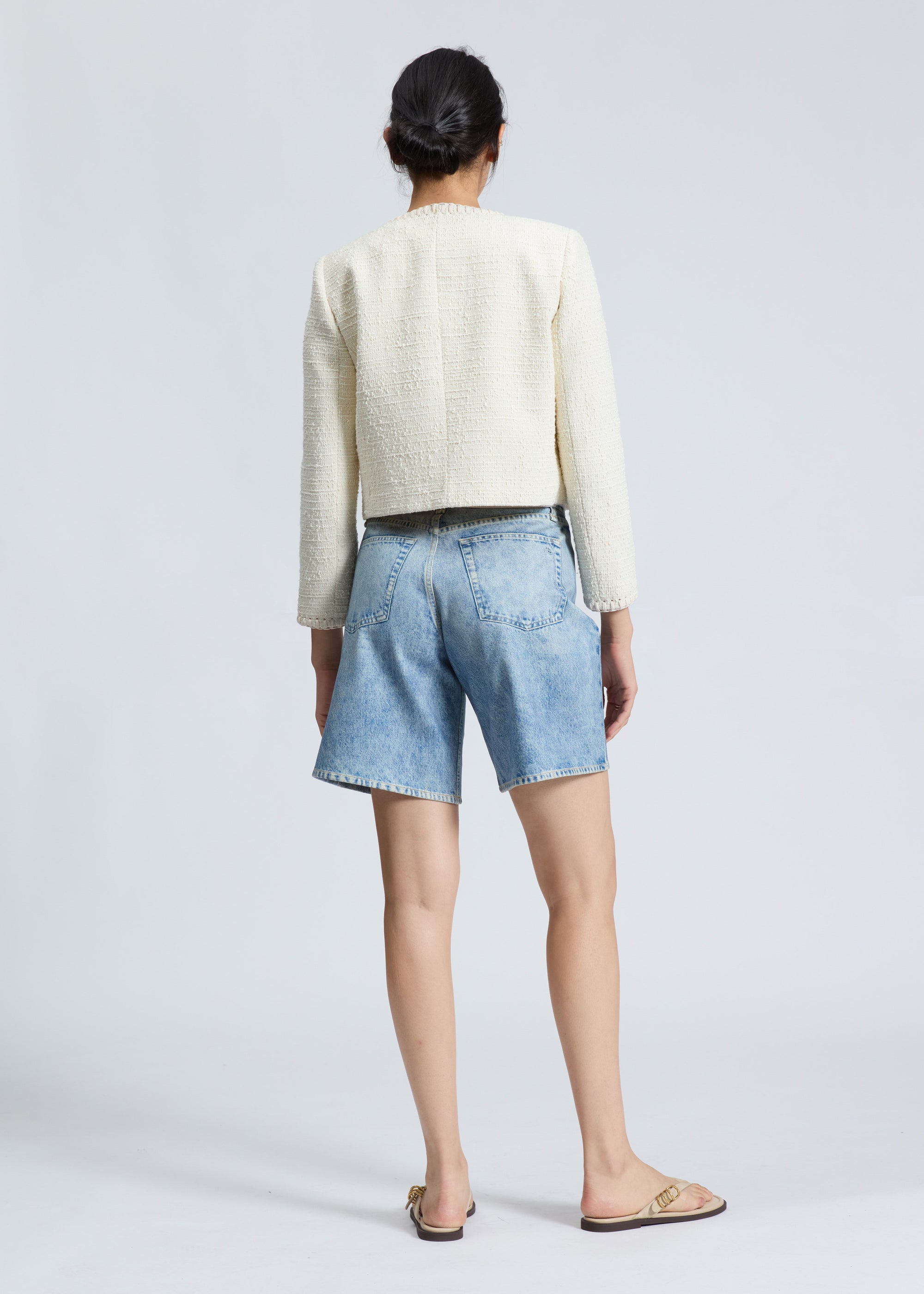 Veste courte Cheyenne en tweed - Blanc