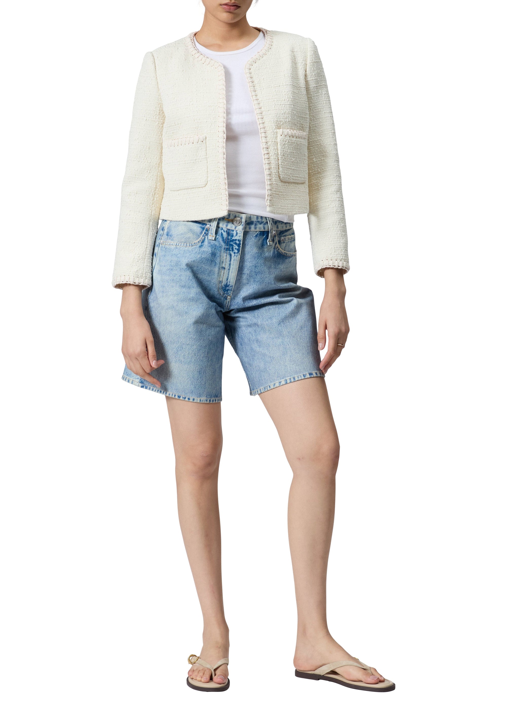 Veste courte Cheyenne en tweed - Blanc