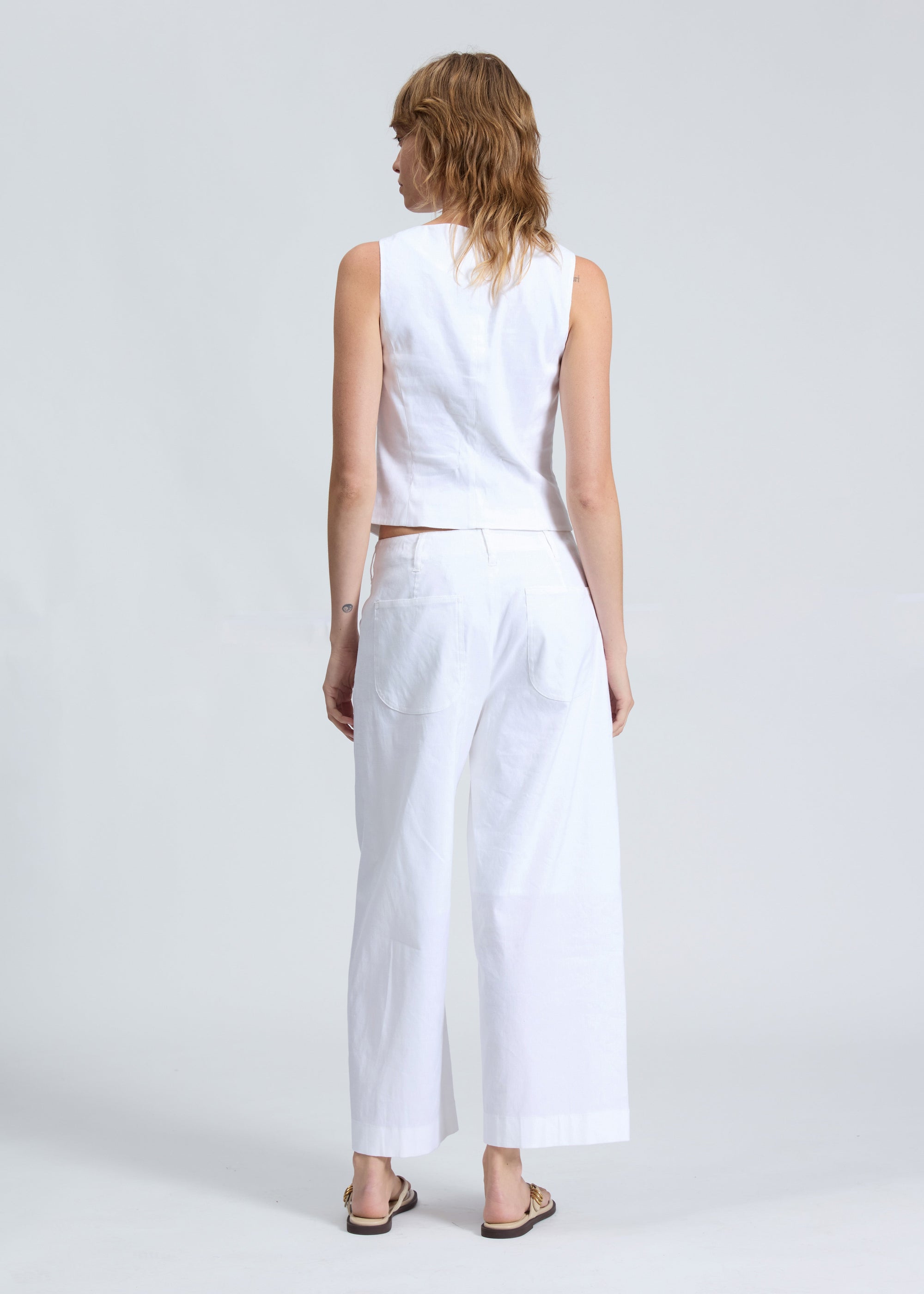 Pantalon Banks en lin mélangé - Blanc