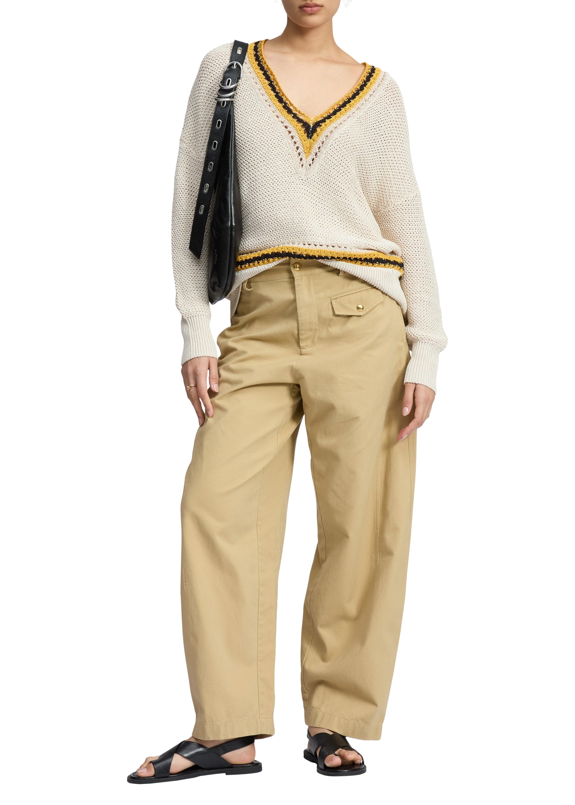 Pantalon barrel Renata en coton - Beige