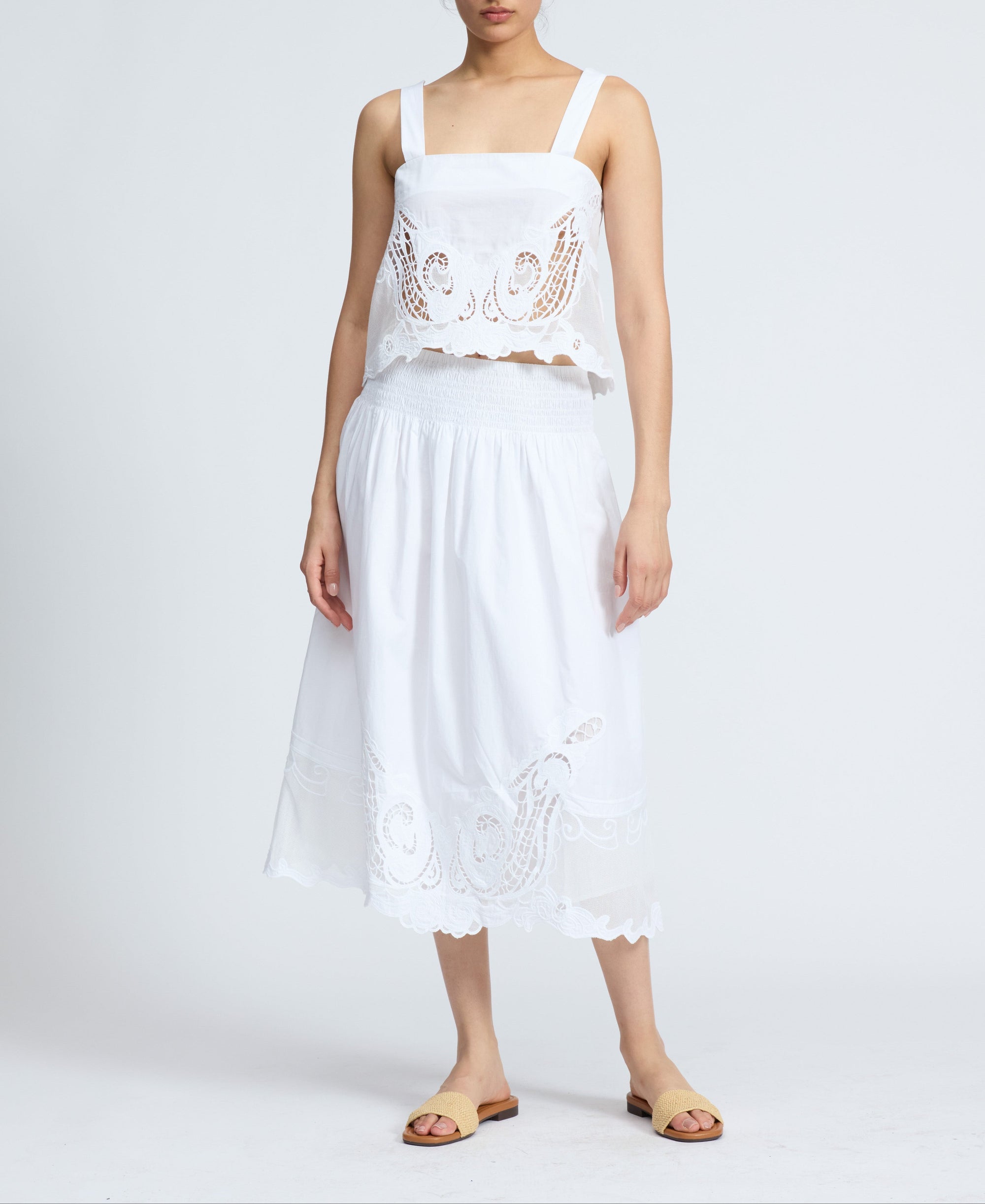 Blouse à bretelles Clem en coton - Blanc