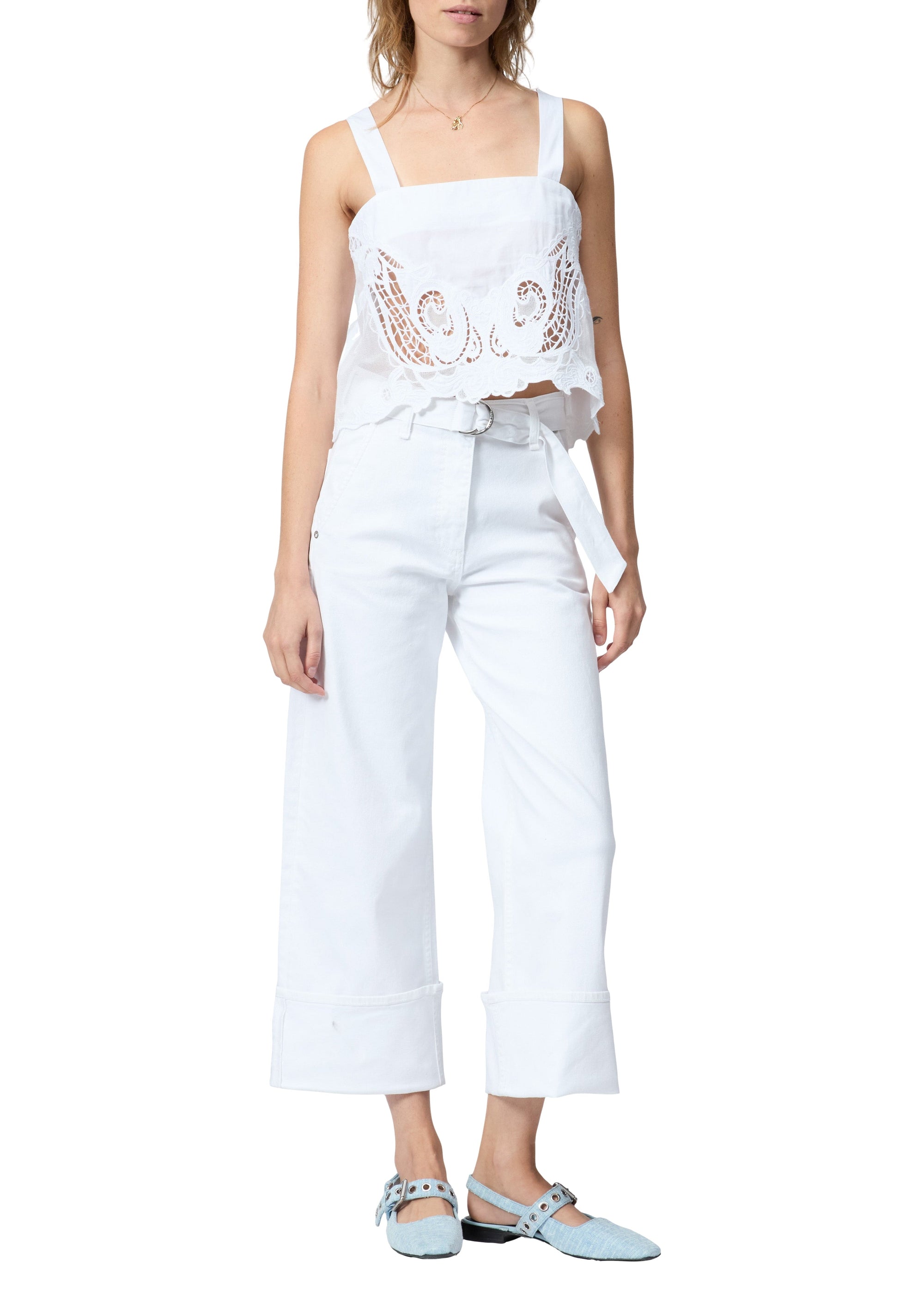 Blouse à bretelles Clem en coton - Blanc