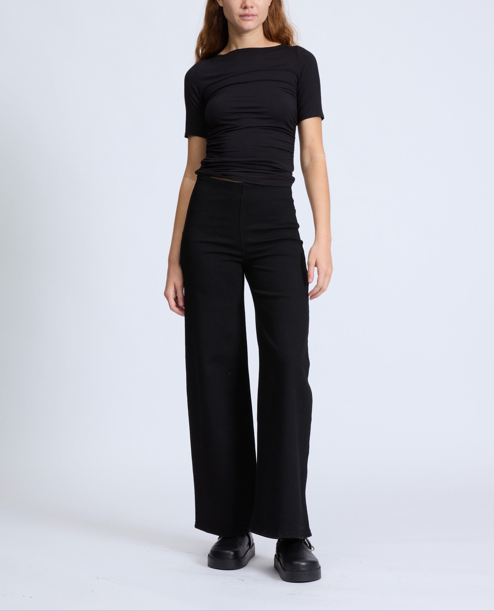 Pantalon taille haute Sofie en coton - Noir