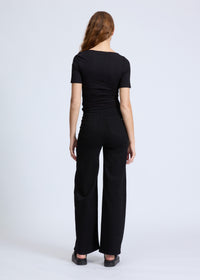 Pantalon taille haute Sofie en coton - Noir