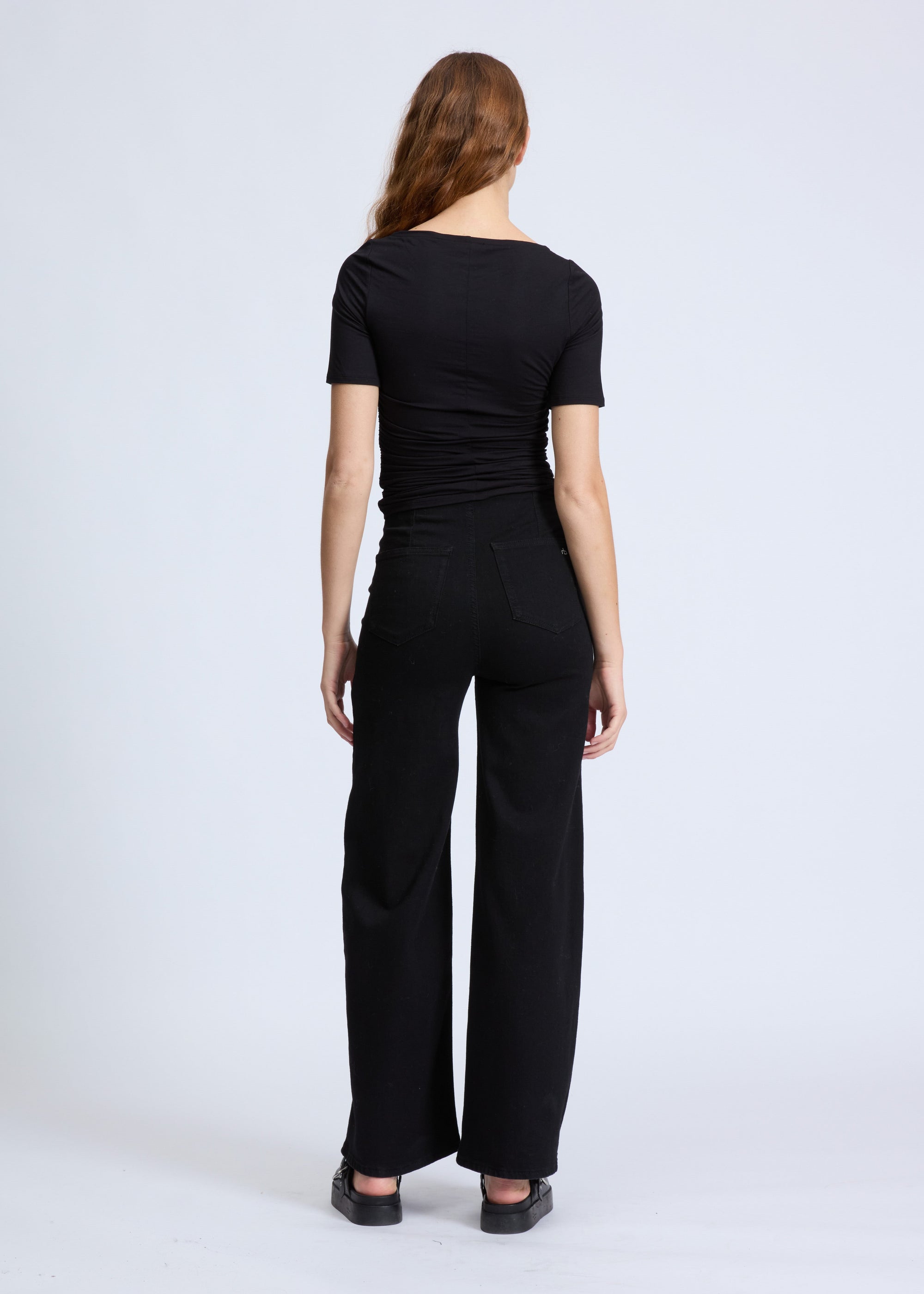 Pantalon taille haute Sofie en coton - Noir