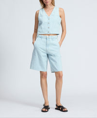 Veste sans manches Juliana en tweed - Bleu Ciel