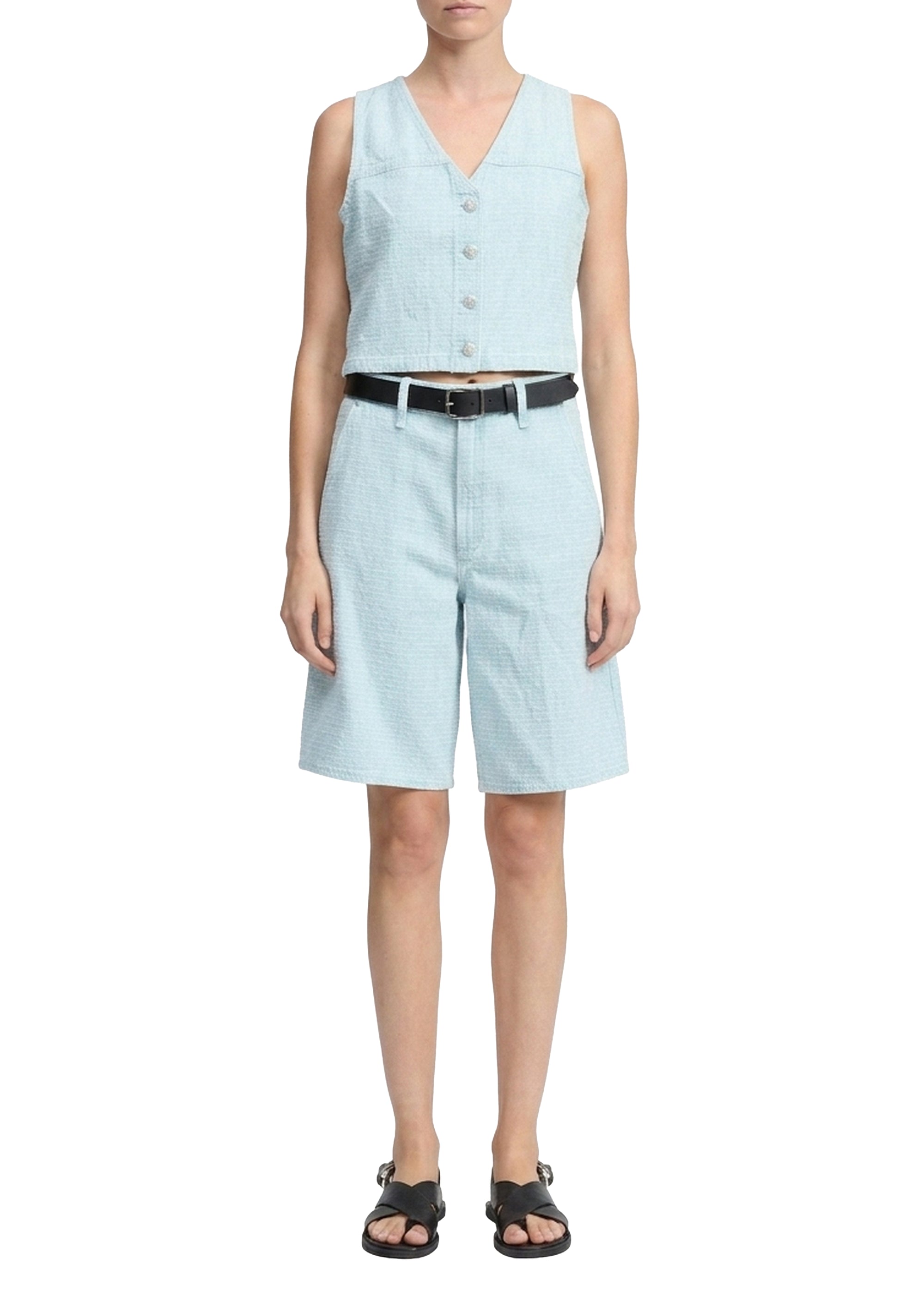 Juliana sleeveless tweed jacket - Sky Blue