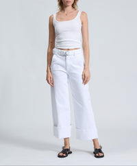 Pantalon wide leg Andi en denim - Blanc