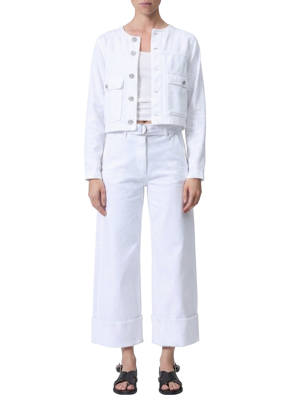 Andi wide-leg denim trousers - White