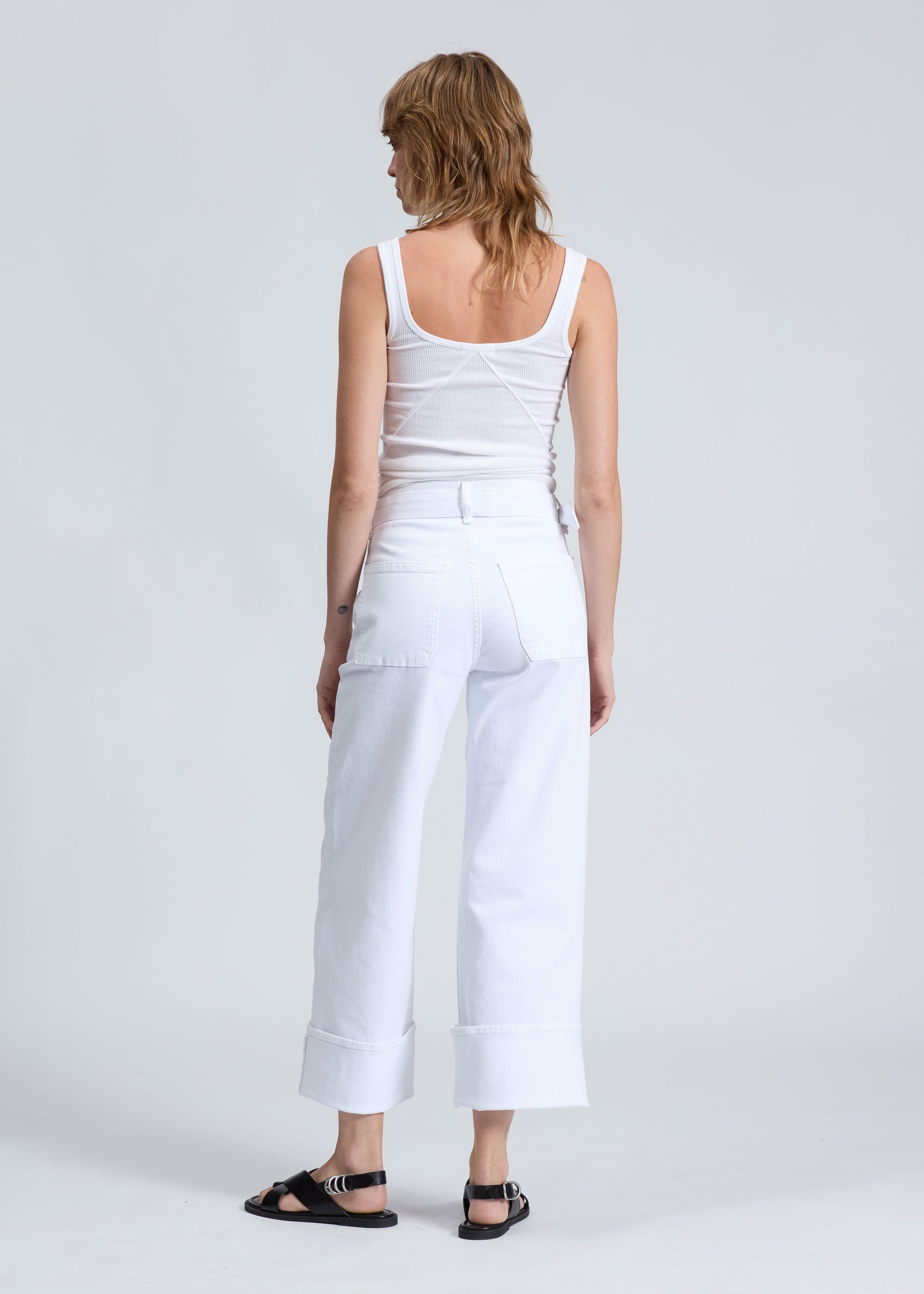 Pantalon wide leg Andi en denim - Blanc