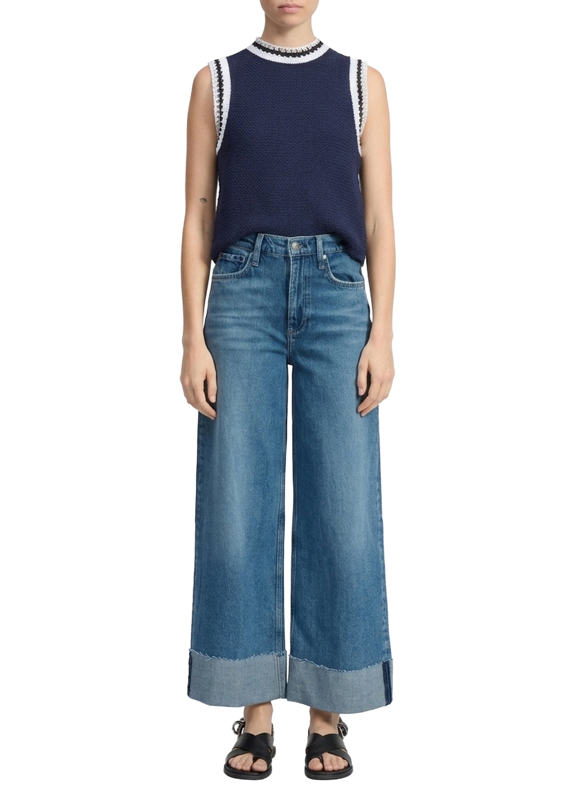Pantalon wide leg Sofie en denim - Atlantic