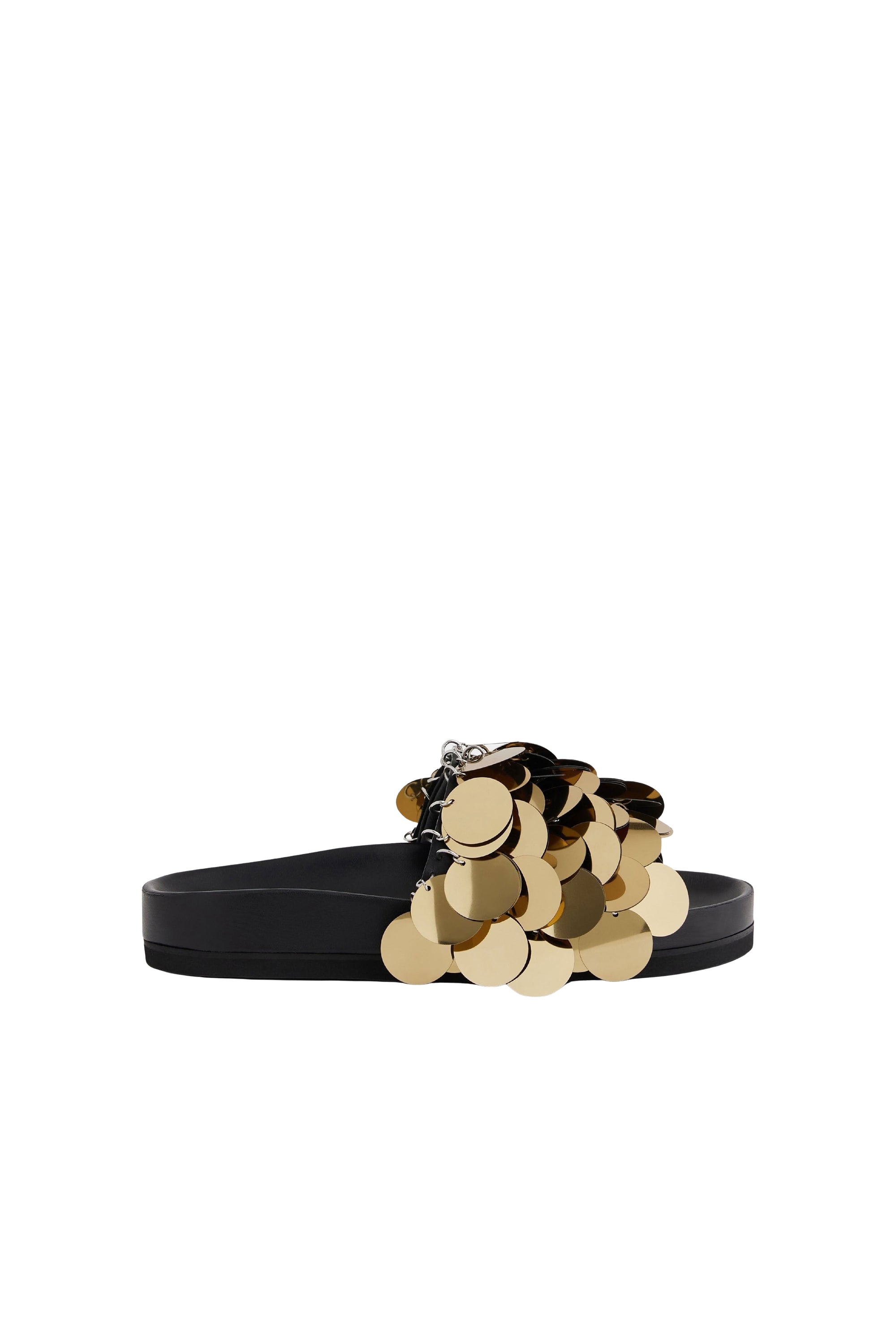 Sequin and leather sandals - Light Gold