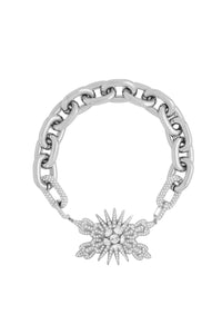 XL Link necklace with crystal embellishments - Silver