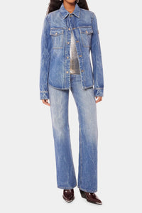 1969 shirt with denim sequins - Denim Stone
