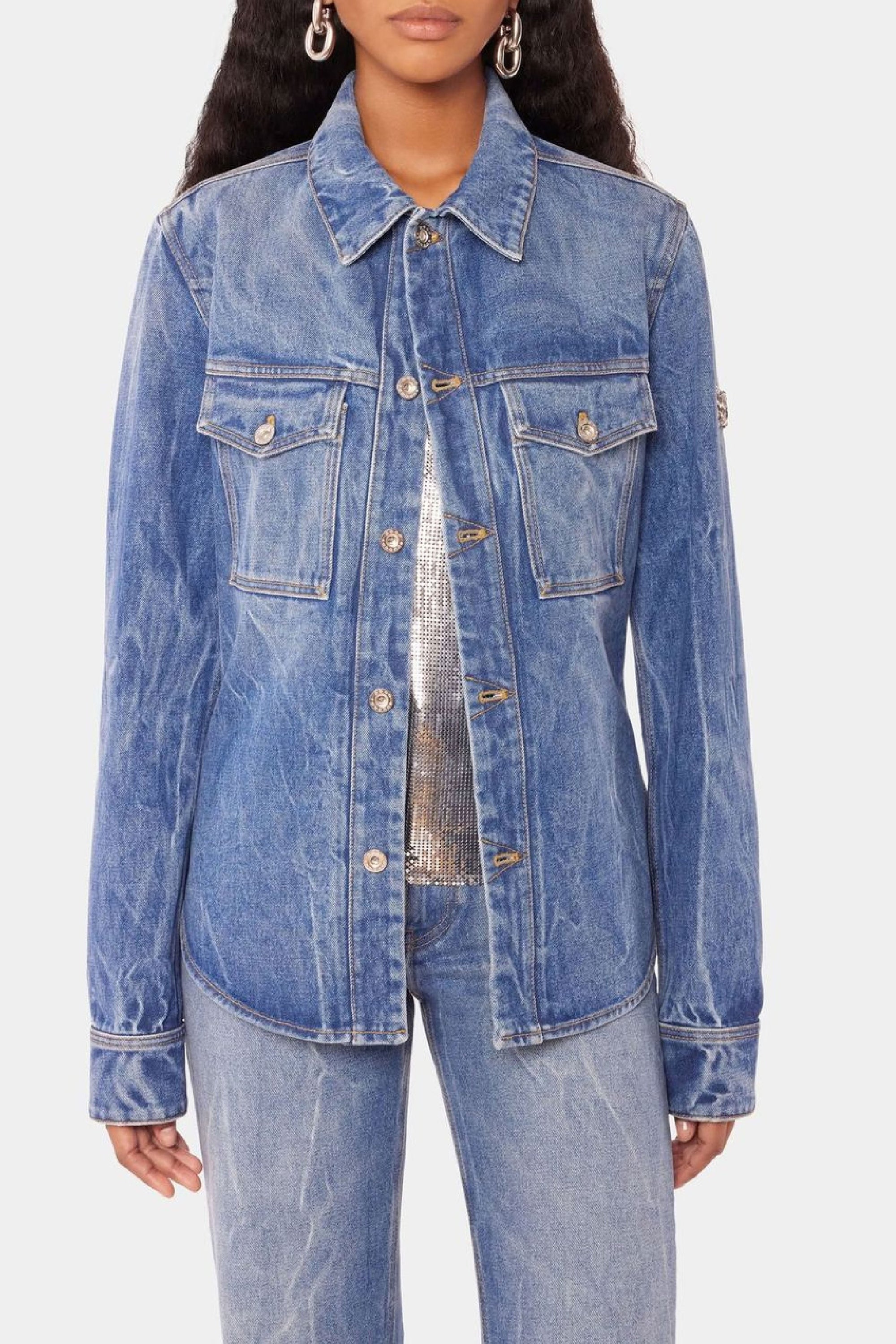 1969 shirt with denim sequins - Denim Stone