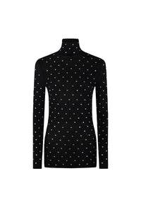 Jersey turtleneck top - Black