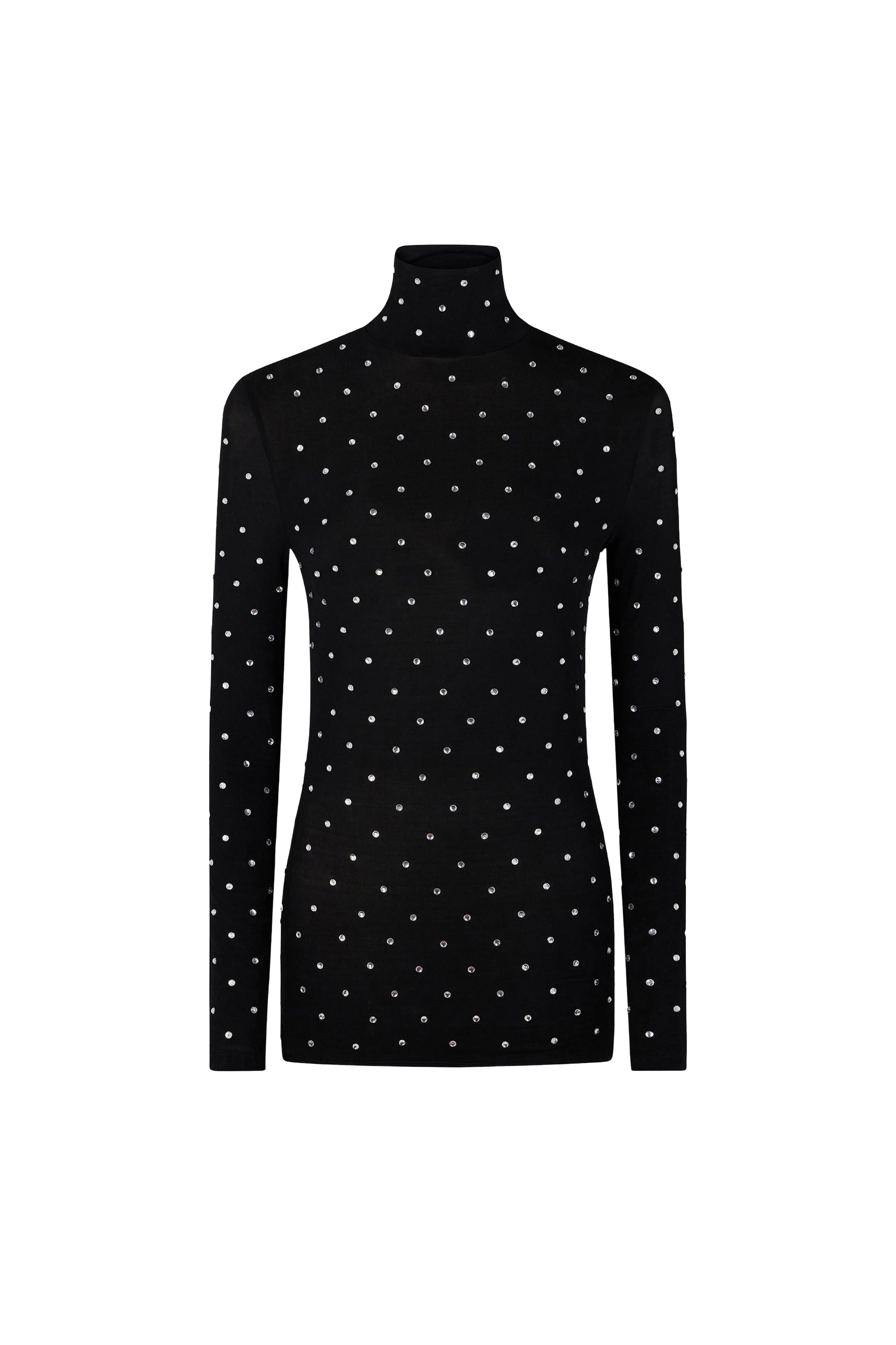 Jersey turtleneck top - Black