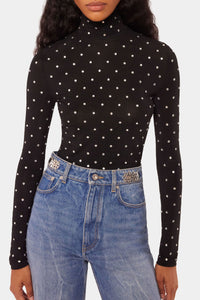Jersey turtleneck top - Black