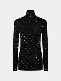 Jersey turtleneck top - Black