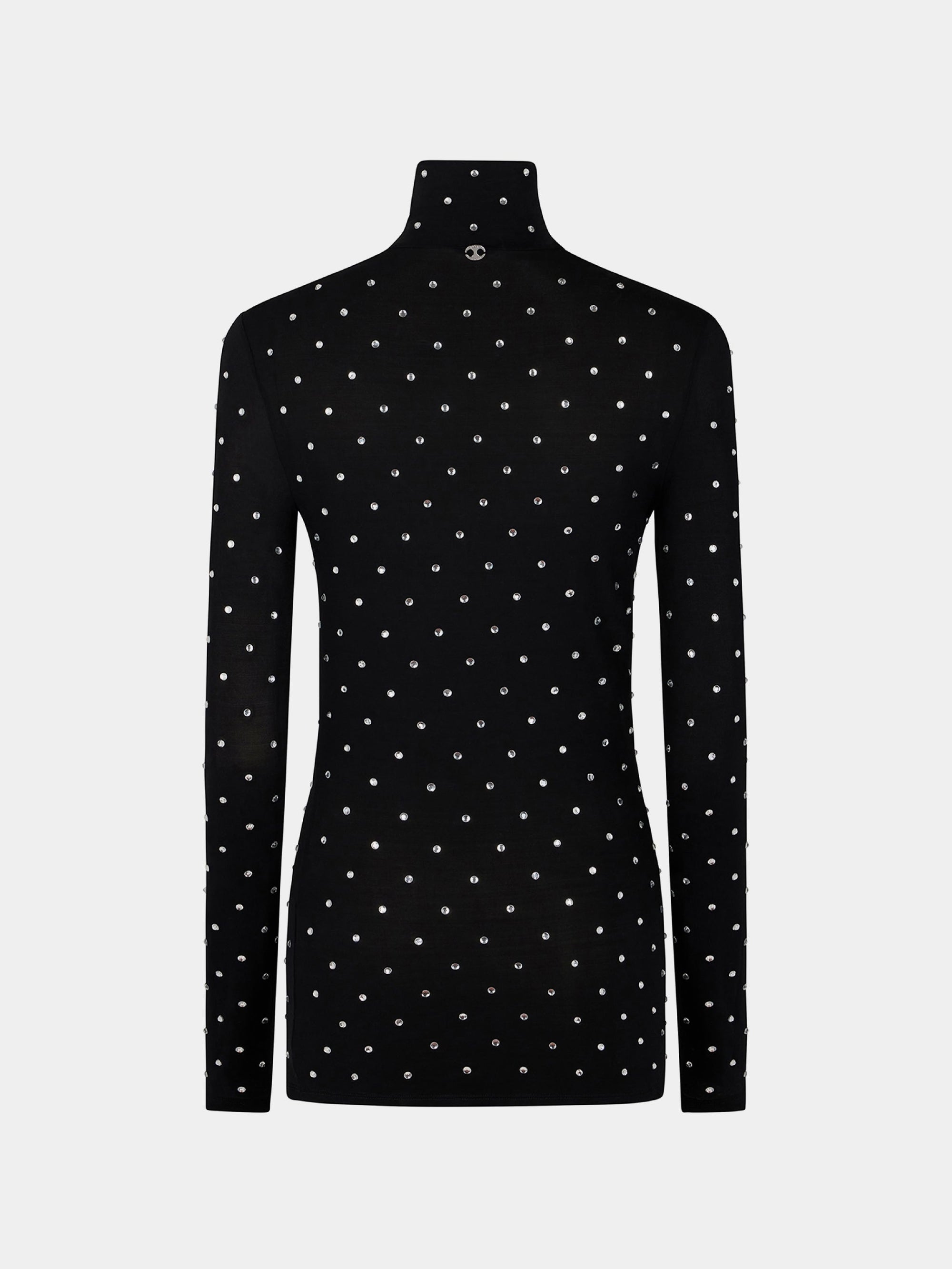 Jersey turtleneck top - Black