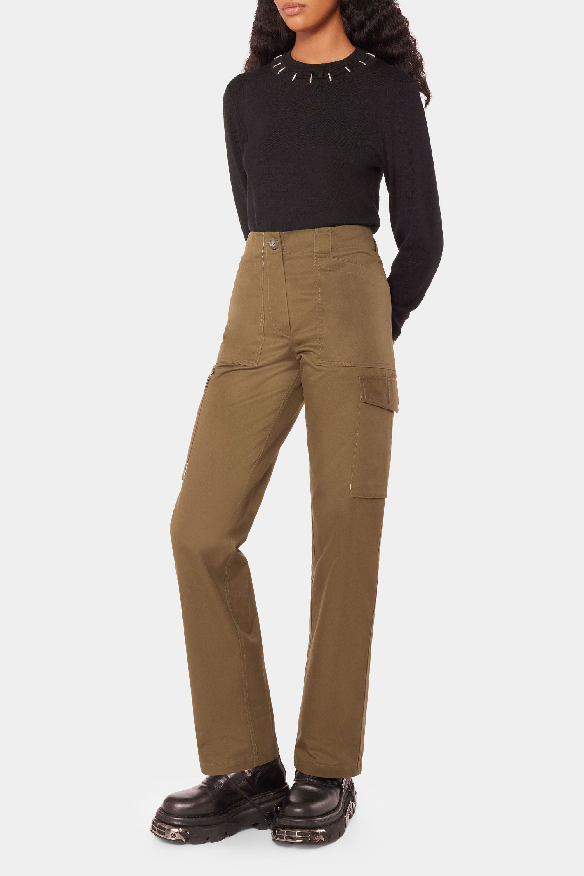 Jumper with metallic details in wool and silk - Black
