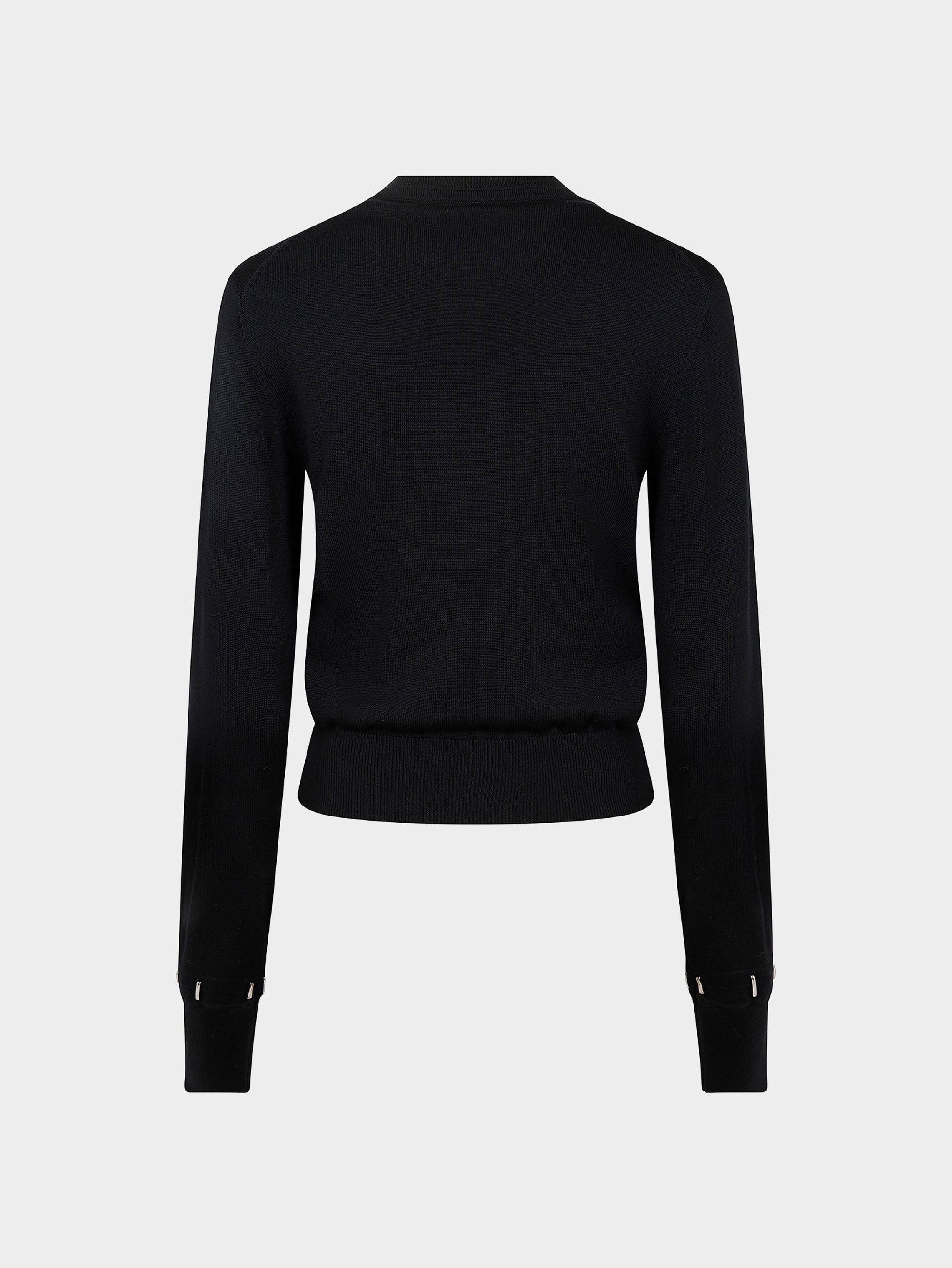 Jumper with metallic details in wool and silk - Black