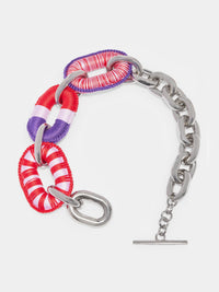 Silver & Red Purple Collier - Silver & Red Purple