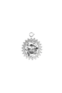 Charms oval en cristal et laiton - Crystal & Silver