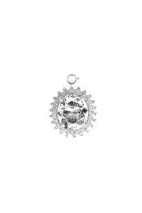 Charms oval en cristal et laiton - Crystal & Silver