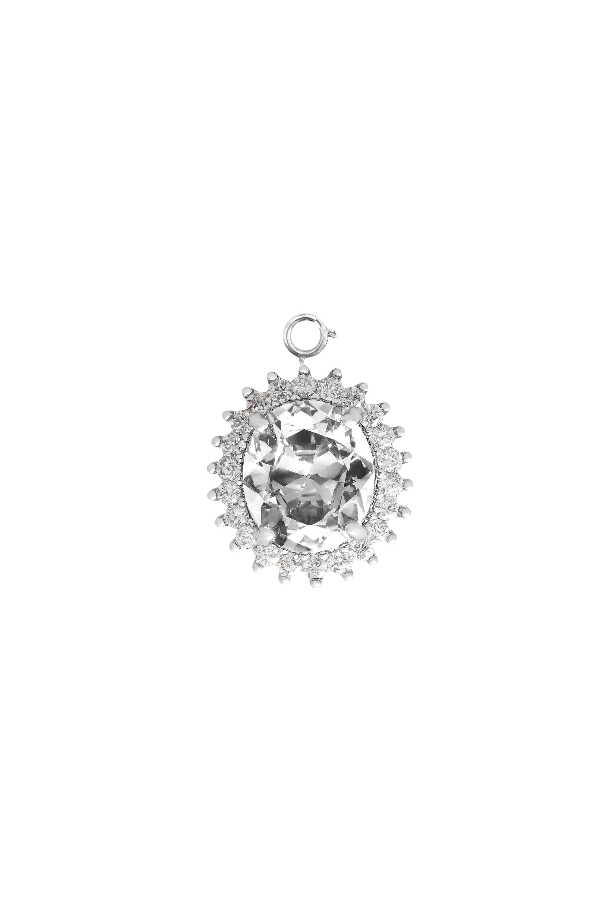 Charms oval en cristal et laiton - Crystal & Silver