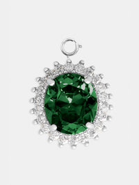 Charms oval en cristal et laiton - Crystal & Silver