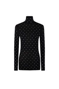 T-shirt à manches longues avec strass - Black
