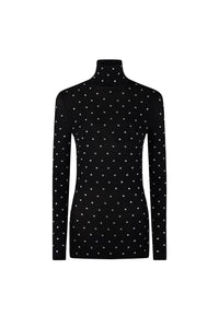 Long-sleeved T-shirt with rhinestones - Black