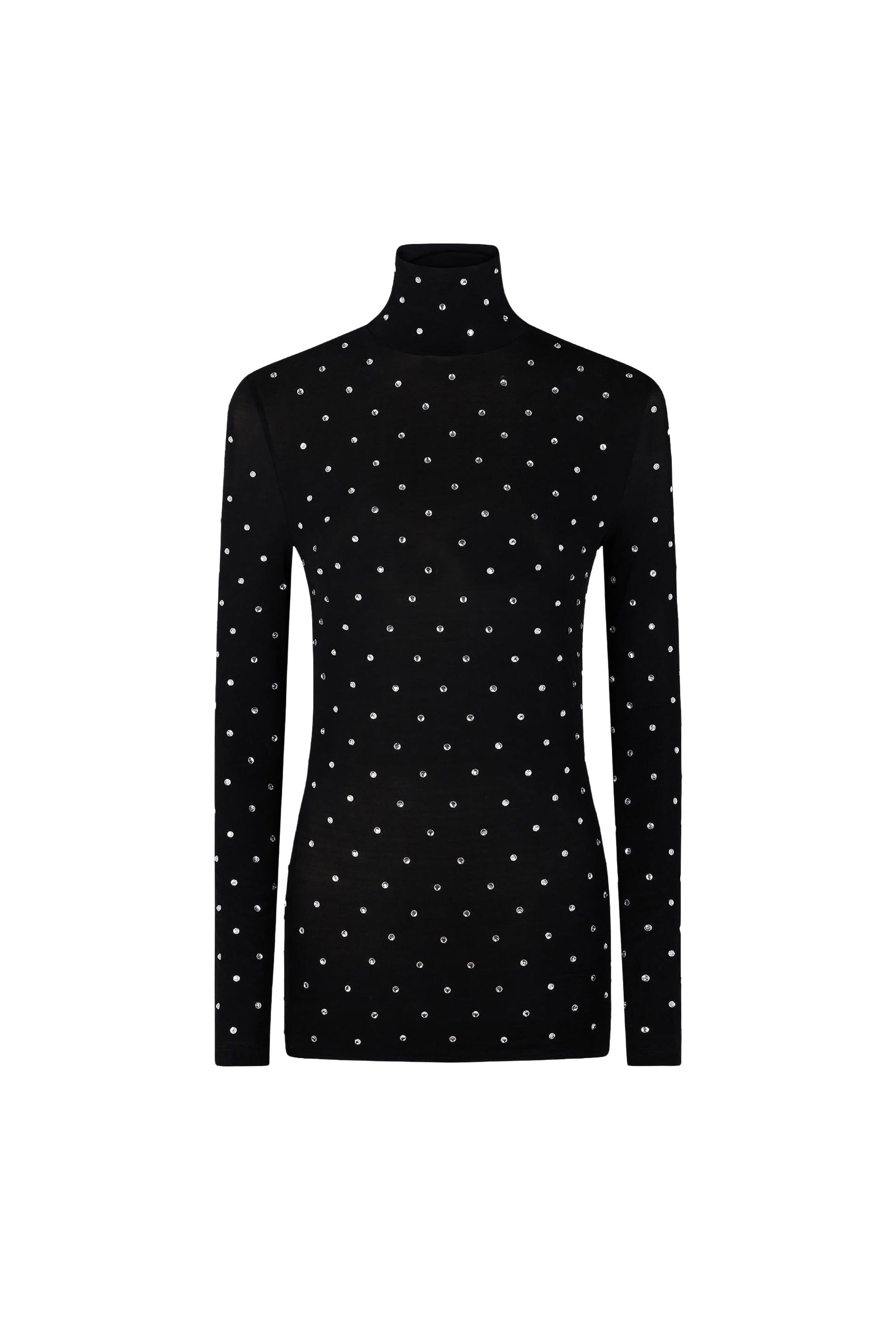 Long-sleeved T-shirt with rhinestones - Black