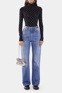 Long-sleeved T-shirt with rhinestones - Black