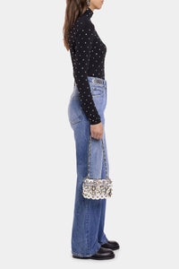 Long-sleeved T-shirt with rhinestones - Black