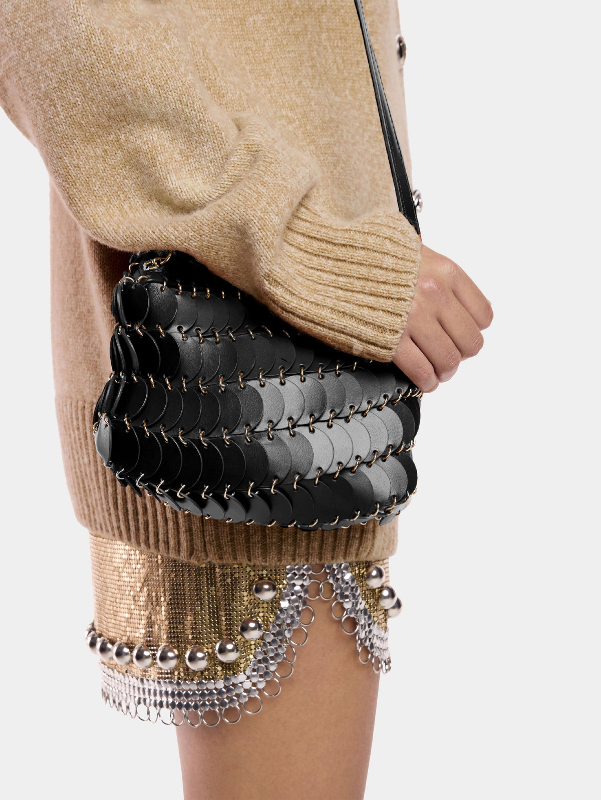 Sac Paco à bandoulière en cuir - Black