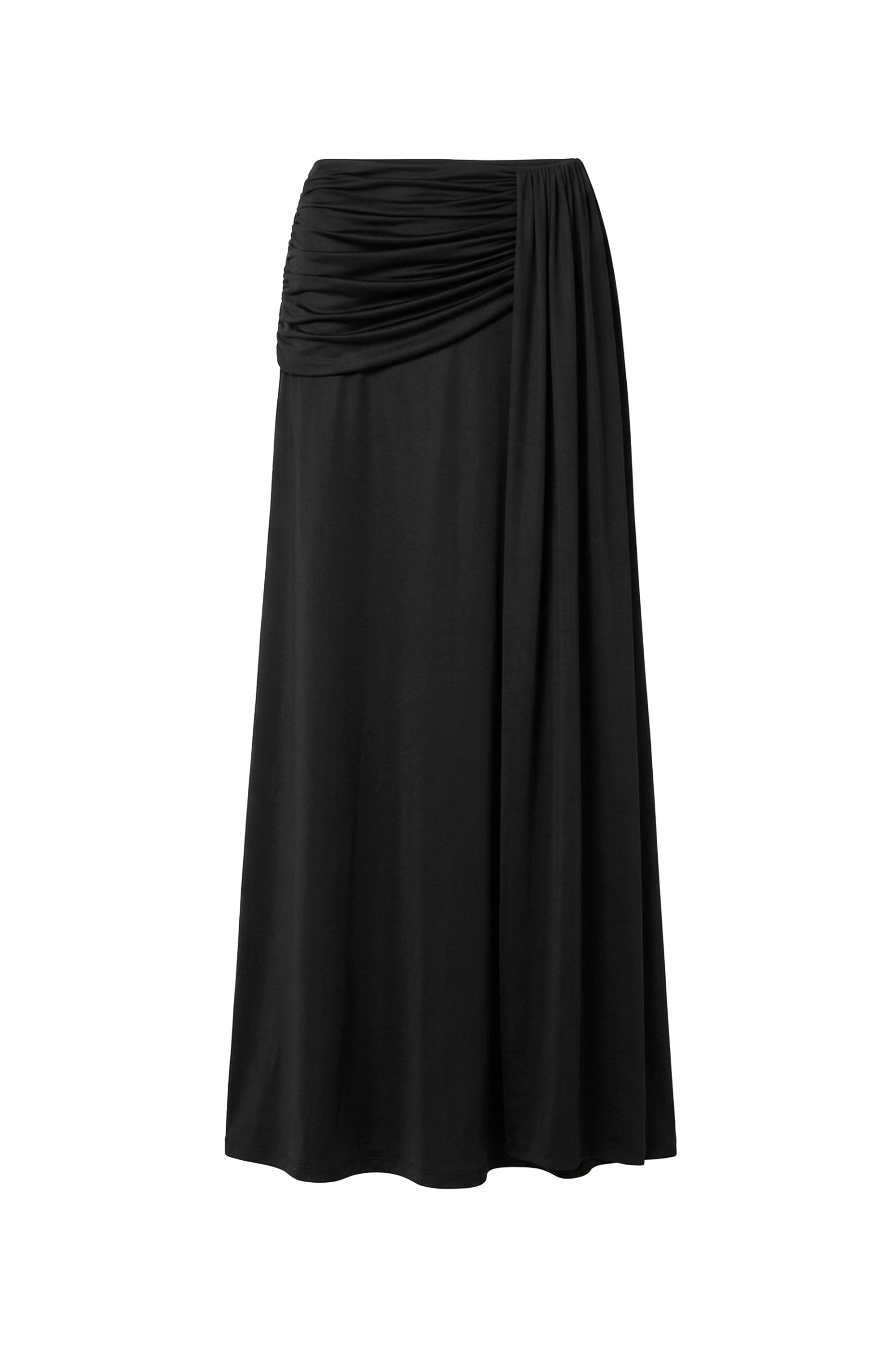 Silky draped maxi skirt - Black