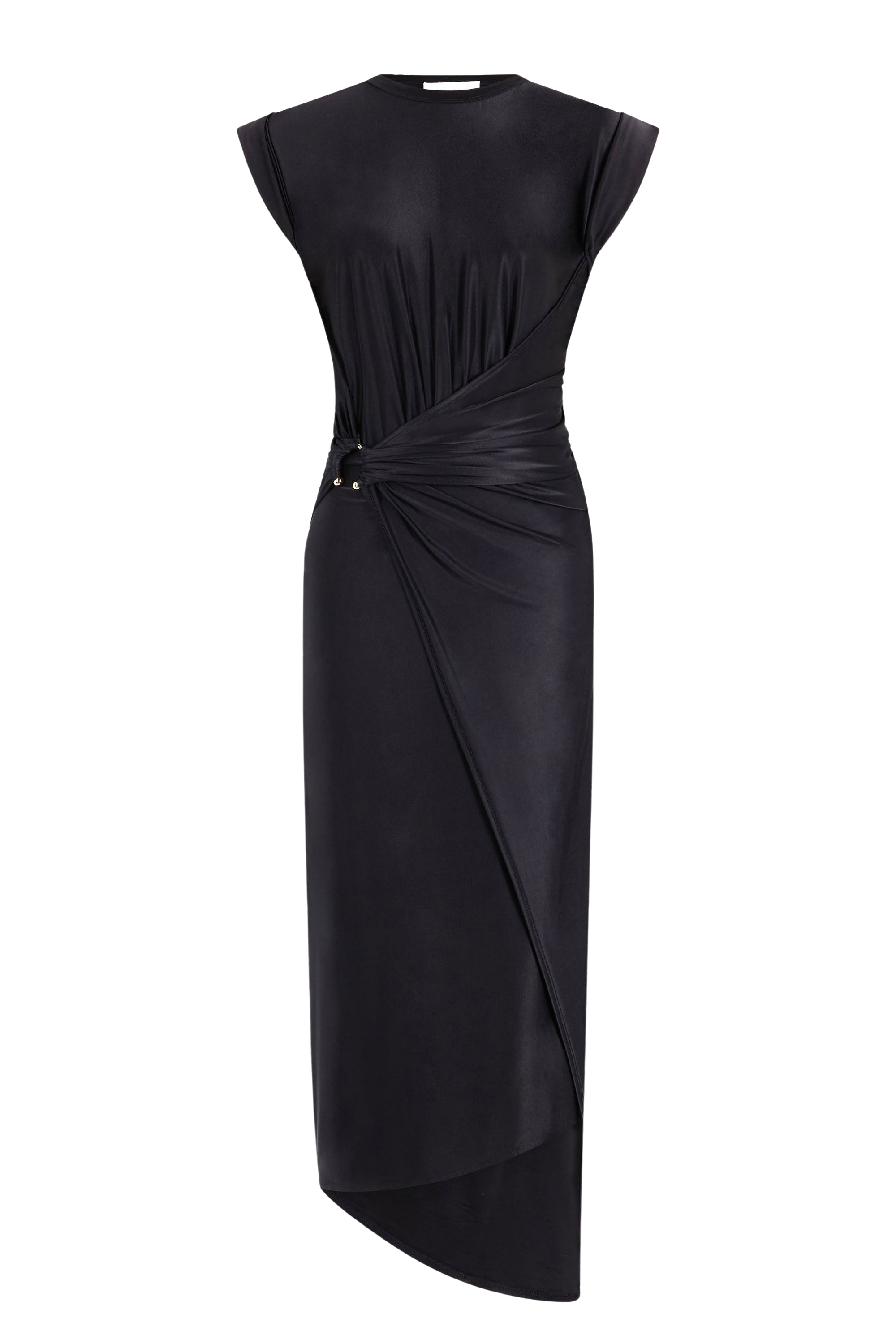 Draped dress with metallic detail - Black