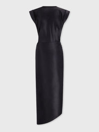 Draped dress with metallic detail - Black