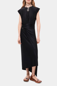 Draped dress with metallic detail - Black